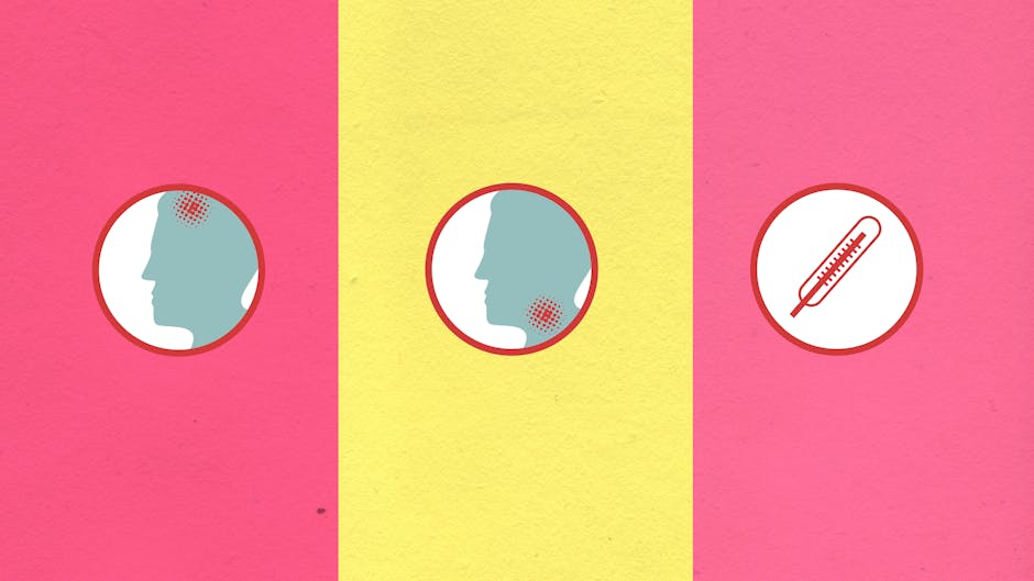 Cardboard appliques of human heads with viruses and thermometer in circles during coronavirus pandemic on colorful background